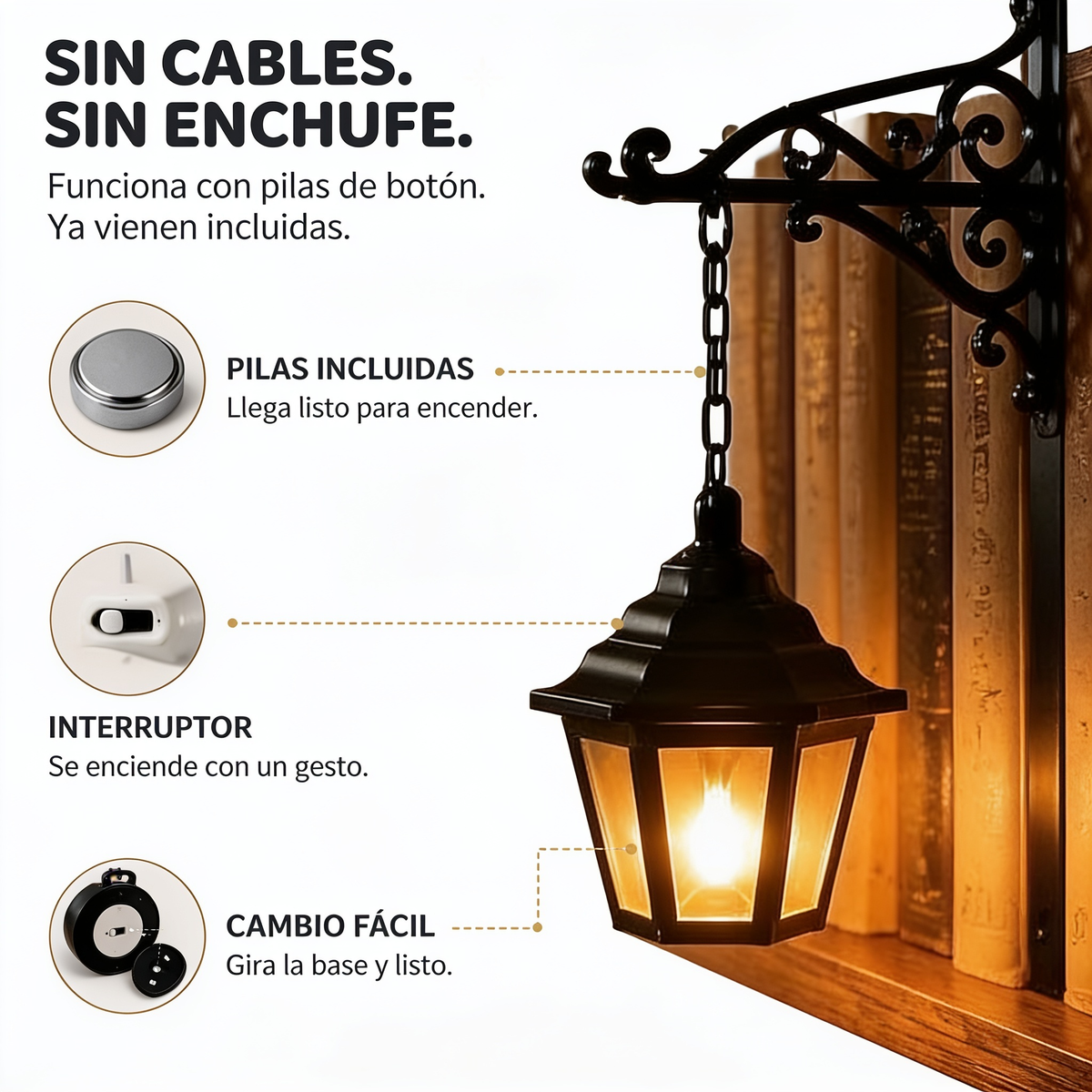 Zupen Farol Decorativo Sin Cables